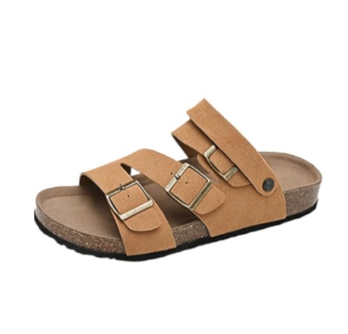 Geerta Strappy Jesus Sandals Men Slingback Wide Cork Footbed Water Slides Slip On Beach Flats Buckled Straps Lightweight Breathable No Slip House Slippers Comfort Wear Shoes Summer Party Vacation