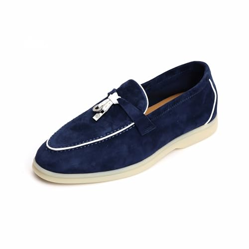 Image of XOBZJH Women's Leather Suede Loafers Flats - Slip-On Penny Loafers with Soft, Comfortable Driving & Dress Shoes for Casual Office Work All Day