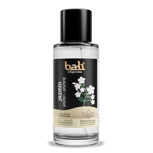 Bali fragancias Esencia al Aceite de Jazmín para Humidificador. Ambientador Dulce y Floral en Esencia para Difusor. Aceite Natural para Quemador de Aromaterapia. 50 ml, el embalaje puede variar