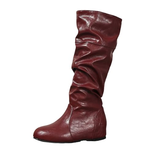 Bottes longues à semelle plate genou élégantes pour hiver doux