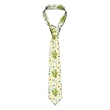shgwehh Corbata de seda para hombre, diseño de flores, cereales y abejas, color amarillo claro, talla única, Como se muestra en la imagen, Taille unique