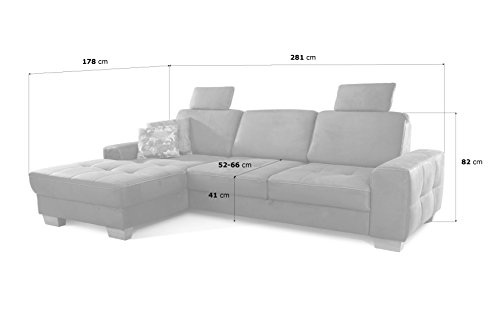 Cavadore Ecksofa Puccino mit Federkern, Schlaffunktion, verstellbarer Sitztiefe und 2 Kopfstützen / Sofa in L-Form im Landhaus Design / 281 x 86 x 178 cm / Mikrofaser braun – Bild 4