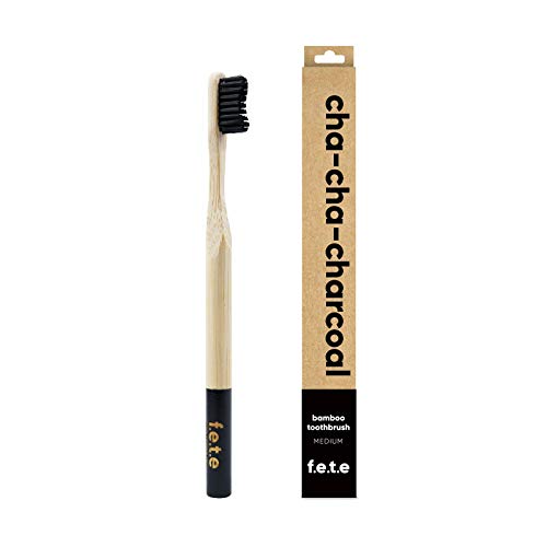 f.e.t.e | Cha-Cha-Charcoal Bamboo Toothbrush | Biodegradable & Compostable Handle | Recyclable Medium Bristles | Sustainable | Vegan