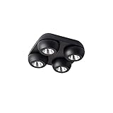 DSYADT LED-Downlights 4 * 10W Schwarze runde Vierkopf-LED-Einbaustrahler Nordic Simple Aluminium-Aufputz-Dosenlichter Blendfreie COB-Aufputz-LED-Spot-Leuchten für Hotel Corrido
