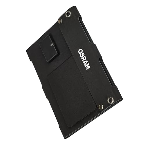 OSRAM BATTERYcharge SOLAR 20W inkl. USB, Solar-Batterieladegerät, faltbares Solarpanel zum Fernladen von Geräten, integrierter Ständer, Schwarz