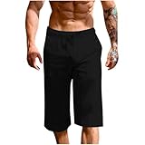 Generisch Herren Jogginghose 3/4 Baumwolle Leinen Strandhose Leichte Sommerhose Sommer Freizeithose...