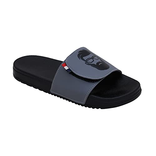 Image of PERY-PAO Mens Comfort Sliders Grey, Sky Blue, Black, White, peach, Neon Green, Olive Green Boys Flip-Flops