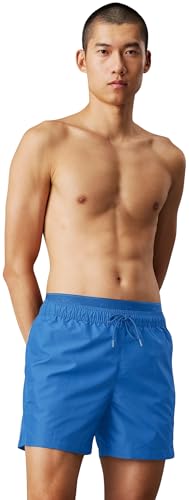 Calvin Klein Herren Badeshorts Medium Double mit Tunnelzug, Blau (Patch of Blue), S
