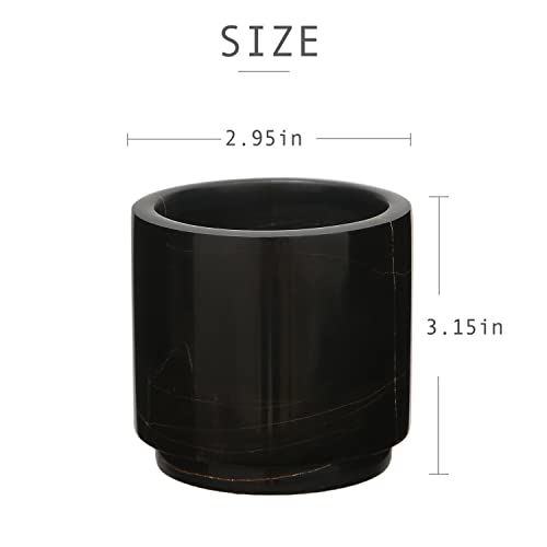 Jimei Natural Smooth Real Marble Toothbrush Holder For Bathroom & Countertops Organizer Makeup Brush Holder Black #TOP1