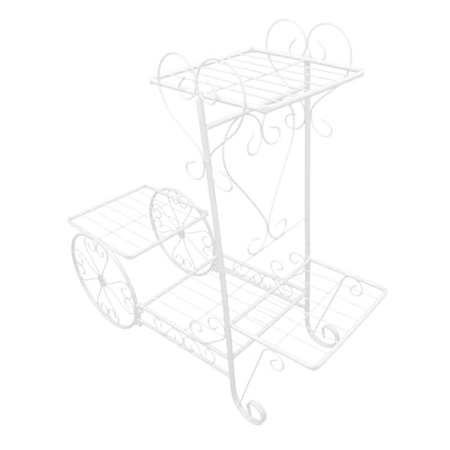 Outanaya 1 pieza Estante Decorativo para Macetas de Hierro Soporte de Plantas para y Jardín Rack de Almacenamiento Económico para Decoración de para Interiores y Exteriores Color Blanco