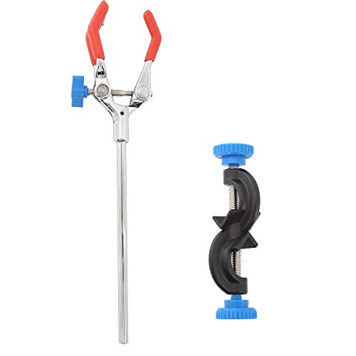 Yaegarden Lab Clamp 3 Prong Finger Laboratory Stand Clip With Rubber-Coated Head & One Lab Clamp Holder #TOP7