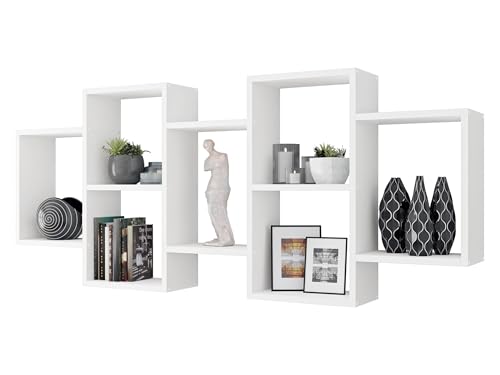 Mirjan24 Wandregal Trio 001, Dekoregal Wandboard, Buchregal, Hängeregal, Wandschrank, Hängeschrank, Regal (Weiß)