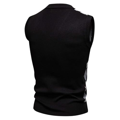 Mens Thick Argyle Sweater Vests Classic V-Neck Knitwear Sleeveless Pullover Autumn Winter Warm Dress Tank Tops3