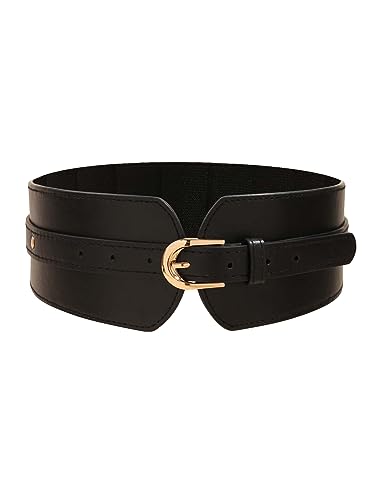 Verdusa Women's Leather Wide Belts Buckle Waist Belt Waistbands