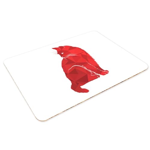 Napperons chat rouge en liège style art moderne polygone haut de gamme - 3