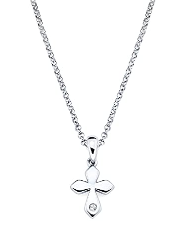 Little Diva Diamonds .925 Sterling Silver Diamond Accent Pendant Necklace (Cross) (I Color, I1 Clarity) #TOP3
