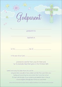 Godparent Certificate - Cross with Flowers - 10 Pack