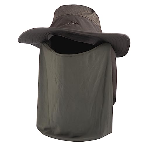 Chapeau de pêcheur anti-UV randonnée vert avec couvre-visage