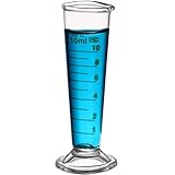 Baluue 10mL Lab Graduated Measuring Cup With Spout Wide Mouth Glass Conical Beaker Liquid Dispenser Measuring Cylinder Experiment Tool For School Science
