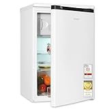 Exquisit Kühlschrank mit 4-Sterne-Gefrierfach | 107 l Nutzinhalt, EEK: C, 37 dB | LED-Thermostat-Beleuchtung, manuelle Temperaturregelung, wechselbarer Türanschlag | KS515-4-051C weiss