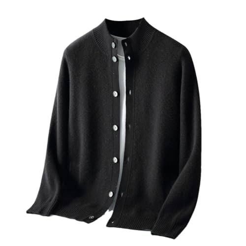 Abrigo de punto de lana con cuello de tortuga para hombre, suéter grueso, suéter informal de negocios, Negro, XL