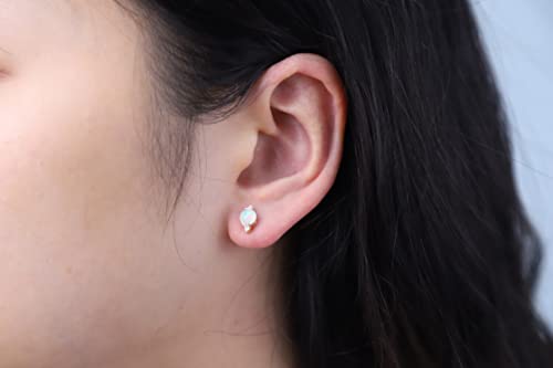Gin & Grace 10K Yellow Gold Natural Ethiopian Opal Earrings With Diamonds For Women | Ethically, Authentically & Organically Sourced (Round) Shaped Opal Hand-Crafted Jewelry For Her | Opal Stud Earrings For Women #TOP3