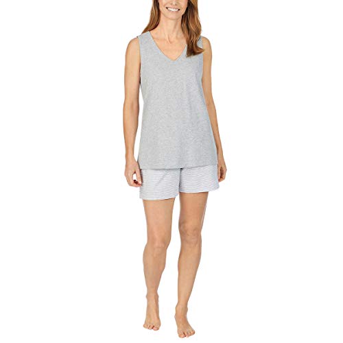 Image of Carole Hochman 4-Piece 100% Cotton Pajamas for Women Set for Sleep & Lounge | Womens V-Neck T-Shirt & Tank Pajama, Capri PJ Pants & Shorts with Pockets Lightweight Breathable Sleepwear & Loungewear Sets