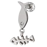 [ROQUE] ボディピアス 16G 魚＆ねこ ストレートバーベル(1個売り) シルバー/サカナモチーフ