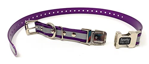 Sparky Pet Co Apollo E-Collar Replacement Strap, 3/4" x 26" Waterproof Biothane with Double Buckle & Quick Snap Clasp, Fits Garmin, Dogtra, SportDOG & Educator (Reflective Purple) by Sparky Pet Co - Used condition - US$16.52