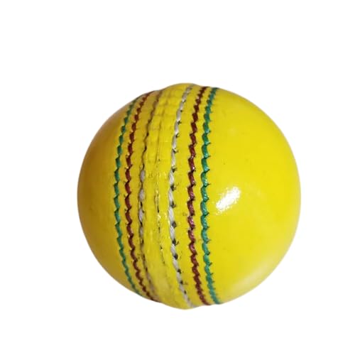 RYTORIA Yellow Leather Cricket Ball Practice Training Match Ball with Strong Hand Stitching for Club School Outdoor Play-image-42