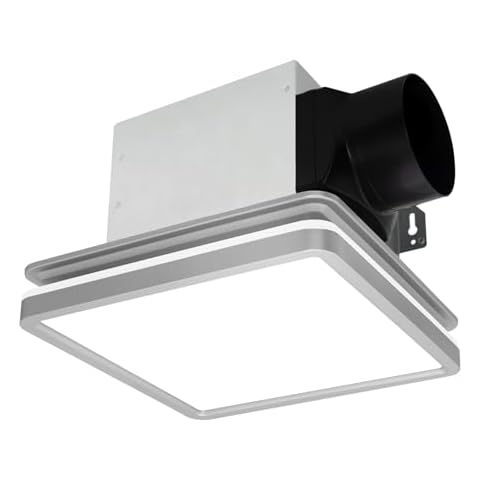 Akicon Bathroom Exhaust Fan with Shower Light, 15W Dimmable 3CCT LED with 3.5W Night Light Vent Fans, 80 CFM, 2 Sones Bath Fan Light Combo for Bathroom and Home, Square, Silver Cover