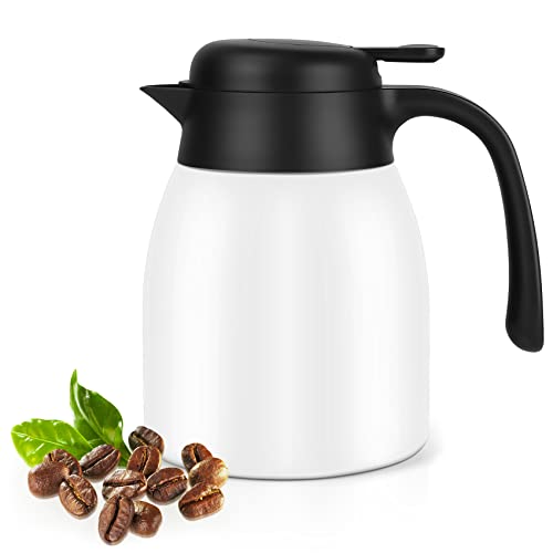 40Oz Thermal Coffee Carafe Insulated Coffee Thermos, Stainless Steel Insulated Vacuum Coffee Carafes For Keeping Hot, Double Walled Insulated Vacuum Flask, Tea Water Coffee Dispenser (White) … #TOP6