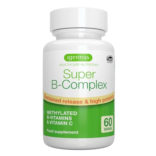 Super B-Complex - Hoge absorptie volledig spectrum B-vitamines met folaat, B6 & B12, plus vitamine C, onophoudelijke afgifte, 60 tabletten