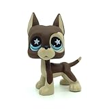 WDJZWZD Mini Pet Collection #817 Brown Great Dane Dog Chocolate Star Blue Eyes Puppy Toy