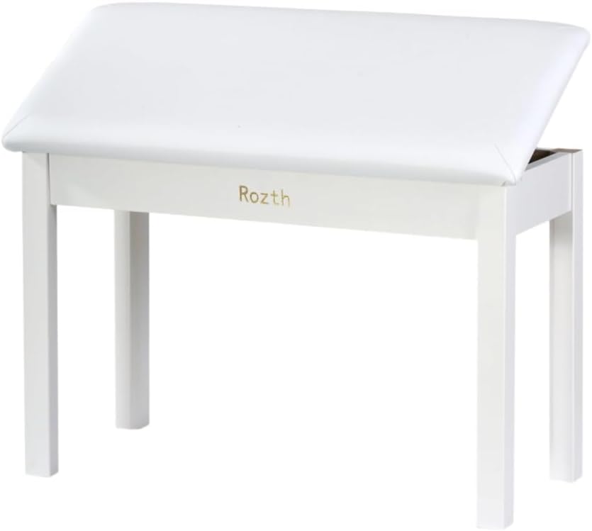 S100 Solid Wood Duet Piano Bench with Storage, Piano Stool with Padded Cushion, Keyboard Bench with Bookcase, Piano Chair and Piano Seat. High-Density Sponges. (White)