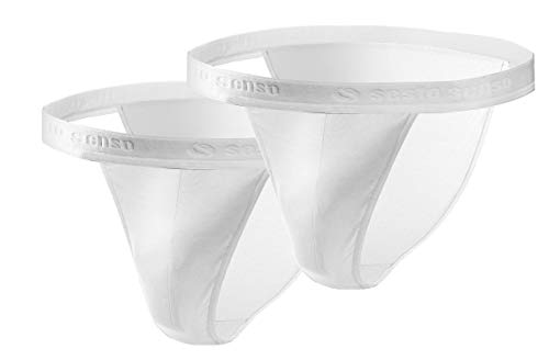 sesto senso Slip Tanga Coton Homme 2 Pack Sexy Culotte sous-vêtement S 2 Blanc