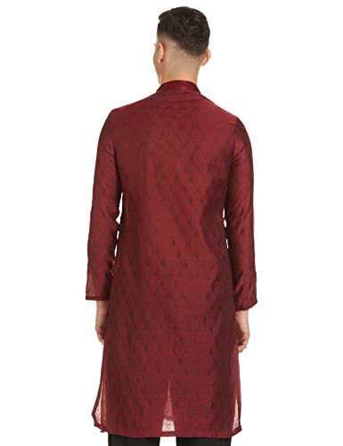 Image of Manthan Men's Art Silk Full Sleeves Ethnic Knee Length Kurta