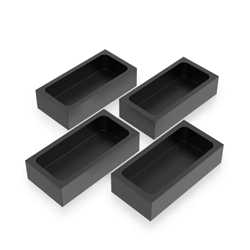 MMasters 1kg-4 Pieces Premium Graphite Ingot Mold for Metal Casting - High-Purity Material for Gold, Silver, Aluminum, Copper, and Brass - Heat Resistant up to 1800℃/3272℉