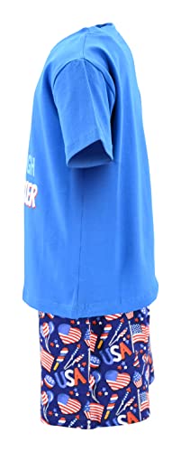 Image of Boys 2pc Shorts Set Outfit Short Sleeve Shirt with Fun Applique Print and Shorts