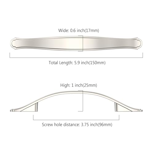Image of Asidrama 10 Pack 3.75 Inch(96mm) Brushed Satin Nickel Kitchen Cabinet Handles Cabinet Pulls Kitchen Cabinet Hardware for Cupboard Drawer Pulls