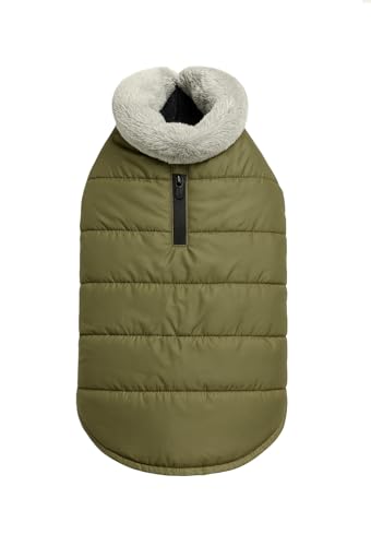 Image of The Pets Company Dog Winter Coat Jacket, Windproof, Waterproof, Light Weight, Washable, Ultra Warm Thick Fleece Lined Dog Vest for Cold Weather Protection, (Military Green, Large - 24 Inch)