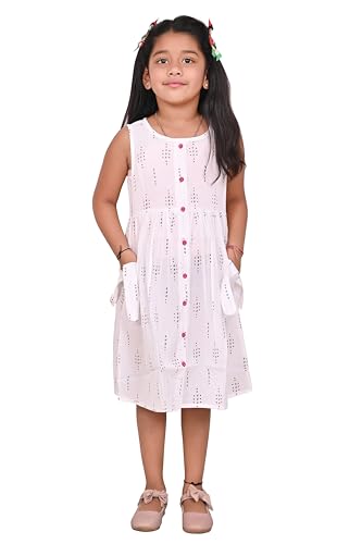 Image of CMMCHAAH Pure Cotton Printed Frock Dress for Girls| Kids Dress |2-12 Years Sizes | Knee Length Frock Dress