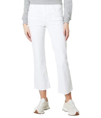 KUT from the Kloth Women's Kelsey High-Rise Ankle Flare with Raw Hem in Optic White