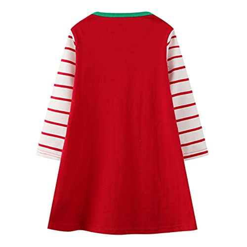 Toddler Girls Winter Dress Casual Long Sleeve Cotton Playwear Warm Christmas Appliques Jersey Tunic Outfits Size 2-82