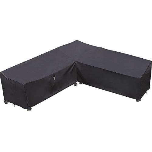 Flexiyard Heavy Duty Outdoor Sectional Sofa Cover, 100"x100" Waterproof 600D Patio Sectional Couch Protector, Lawn Patio Furniture Covers (Storm Gray,V-Shaped-100 x100)