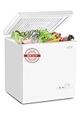 Chest Freezer 5.0 cu.ft Mini Adjustable 7 Thermostat Compact Deep Freezer Top Door Low Noise with Removable Basket White