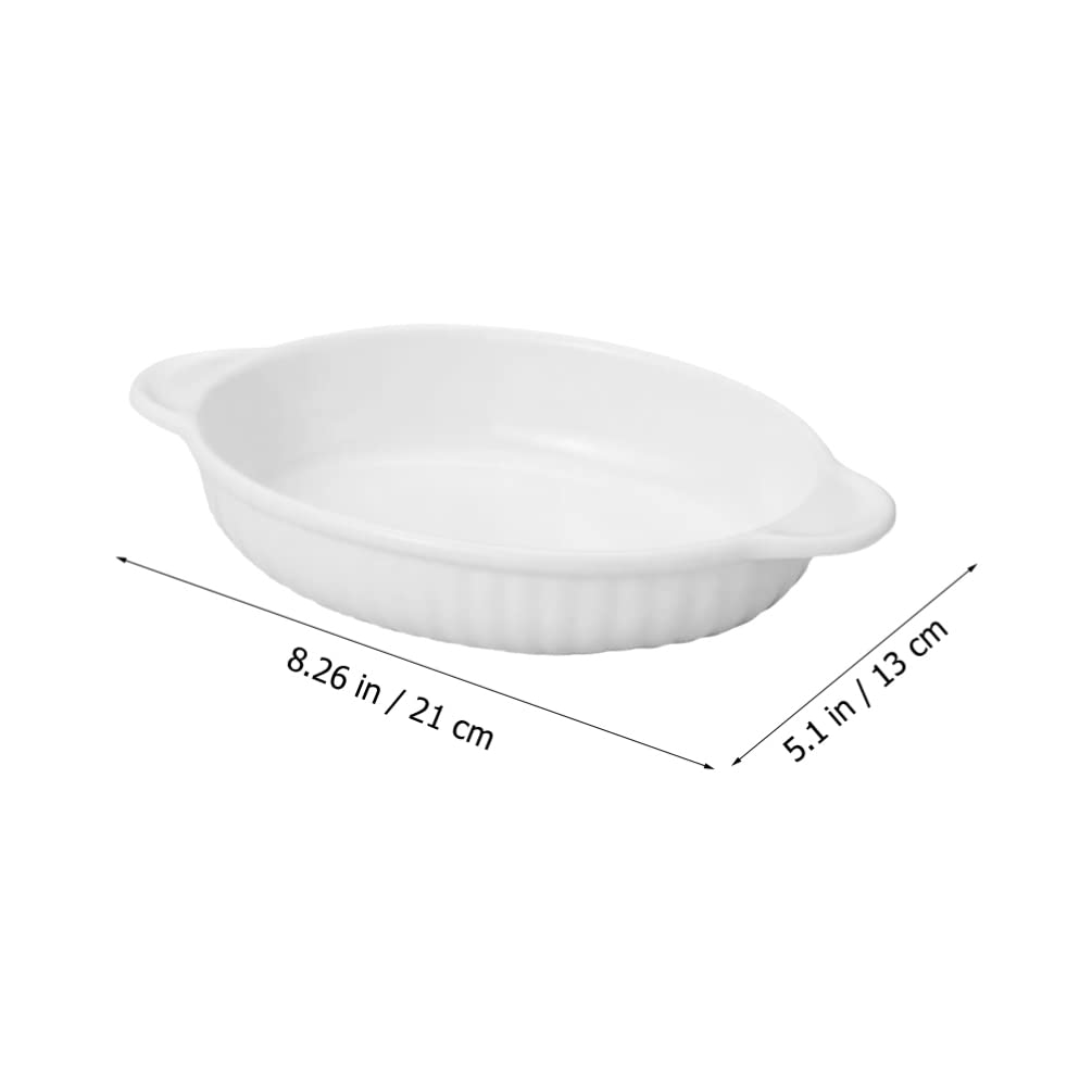 Teglia da Forno in Ceramica, teglia Ovale da 8 Pollici con Doppi Manici, casseruola, padelle per Lasagne, Forno, pentole, zuppe Basse, per Cucina, Dessert, Insalata, Torte, Bianco