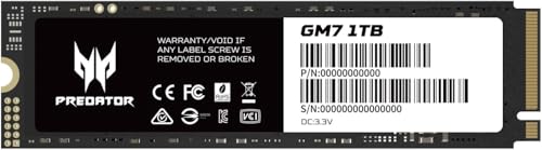 acer Predator GM7 1TB M.2 NVMe SSD PCIe 4.0 - Lesegeschwindigkeit bis zu 7400 MB/s - TLC NAND Flash -Professionelle Gaming Interne Festplatte für PC, Laptop &amp; PS5