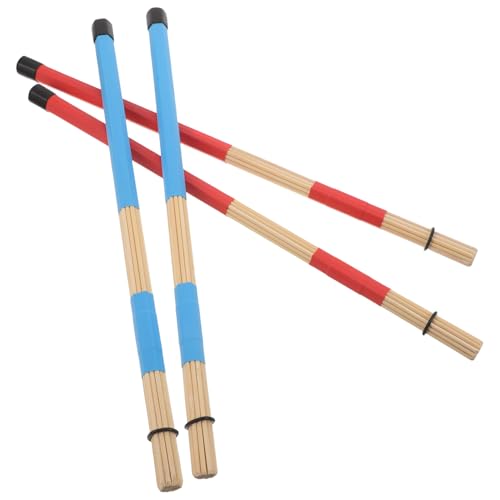 AKOOSY - AKOOSY 2 Paires Balais Bois pour Batterie Jazz Brosses pour Caisse Claire et Cajon Accessoires Percussion Ergonomiques et Durables Kit de Baguettes pour Batterie