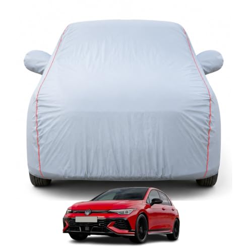 Image of Premium Car Cover for Volkswagen Golf GTI 2026 | 100% Waterproof, Dustproof & UV Protection | Mirror & Antenna Pocket | Soft Inner Lining | Triple Stitched | Belt & Buckle (Dark Grey)
